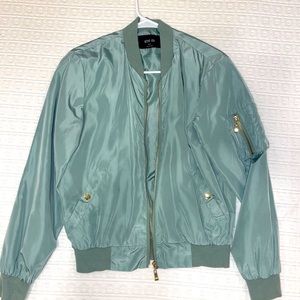 NEW: Green Satin-Like Bomber Jacket